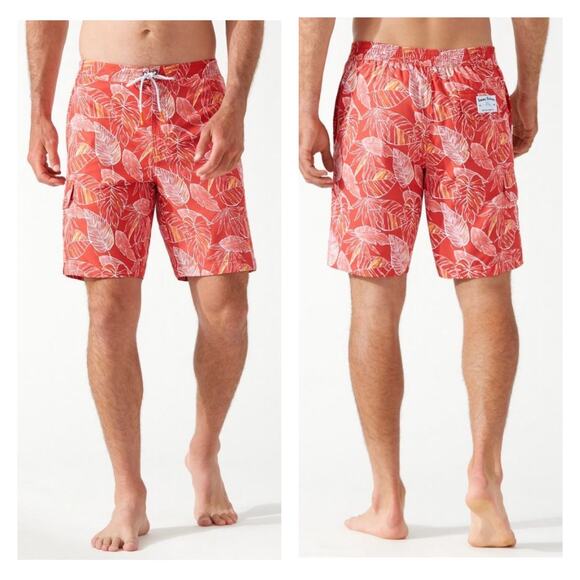Tommy Bahama Baja Bonita Cove Board Swim Shorts In Boomerang Red Size XXL - Picture 1 of 7